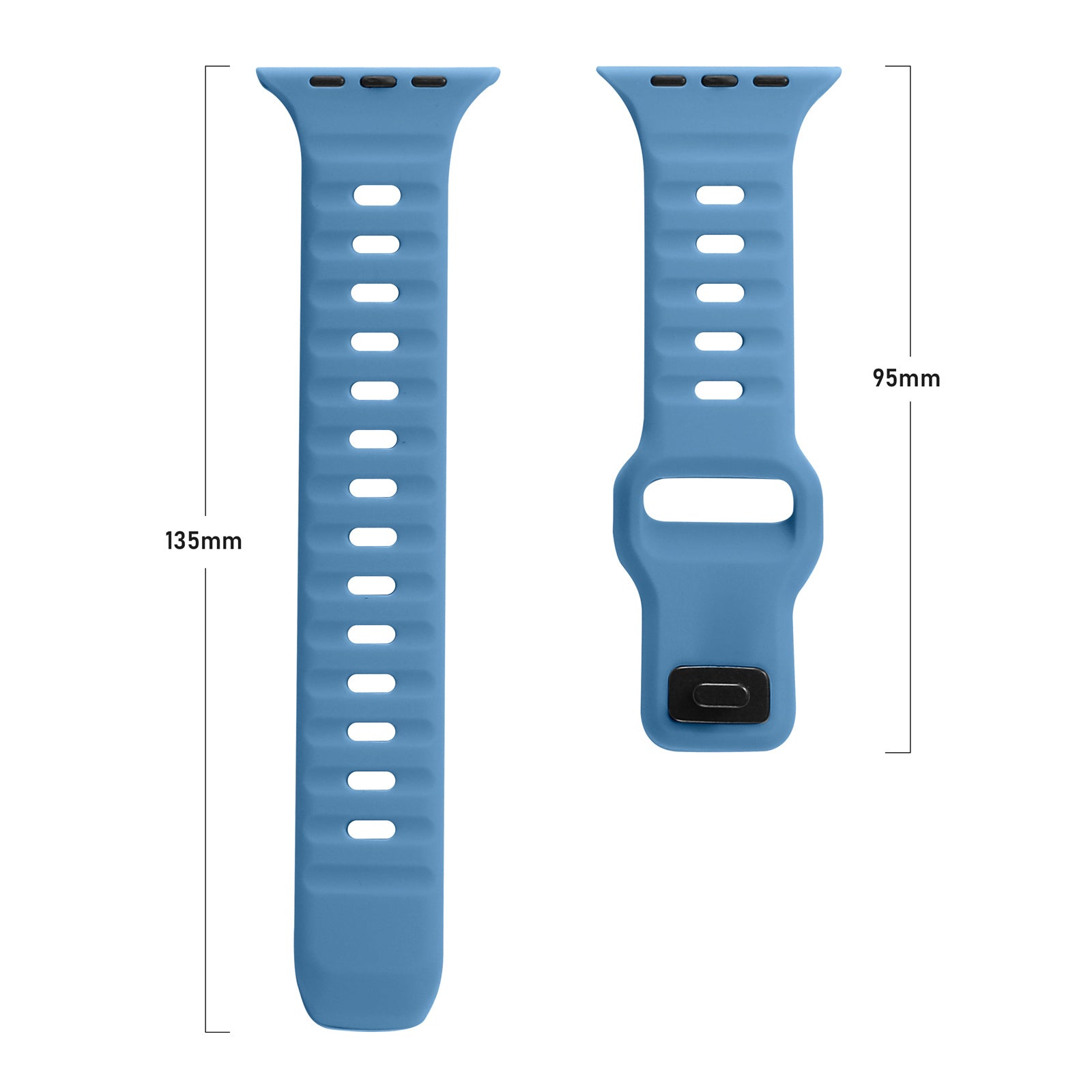 Uniqkart for Apple Watch Ultra 49mm / Series 8 7 45mm / 6 5 4 SE (2022) SE 44mm / 3 2 1 42mm Watchband Silicone Watch Strap with Square Buckle - Blue Uniqkart for Apple Watch Ultra 49mm / Series 8 7 45mm / 6 5 4 SE (2022) SE 44mm / 3 2 1 42mm Watchband Silicone Watch Strap with Square Buckle - Blue